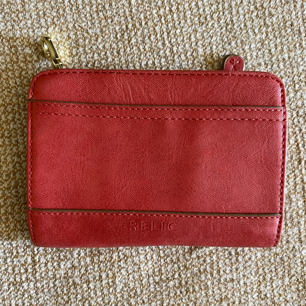 Relic zippered wallet red leather